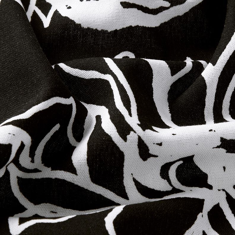 Mélange viscose lin Tournesols abstraits – noir/blanc,  image number 2