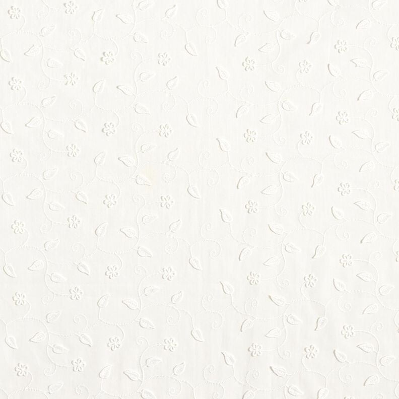 Tissu en coton broderie 3D fleurs &ndash; blanc,  image number 1
