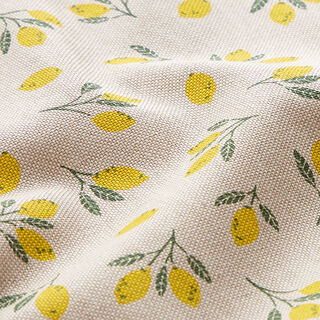 Tissu de décoration Semi-panama mini citrons – jaune/nature | Reste 50cm, 