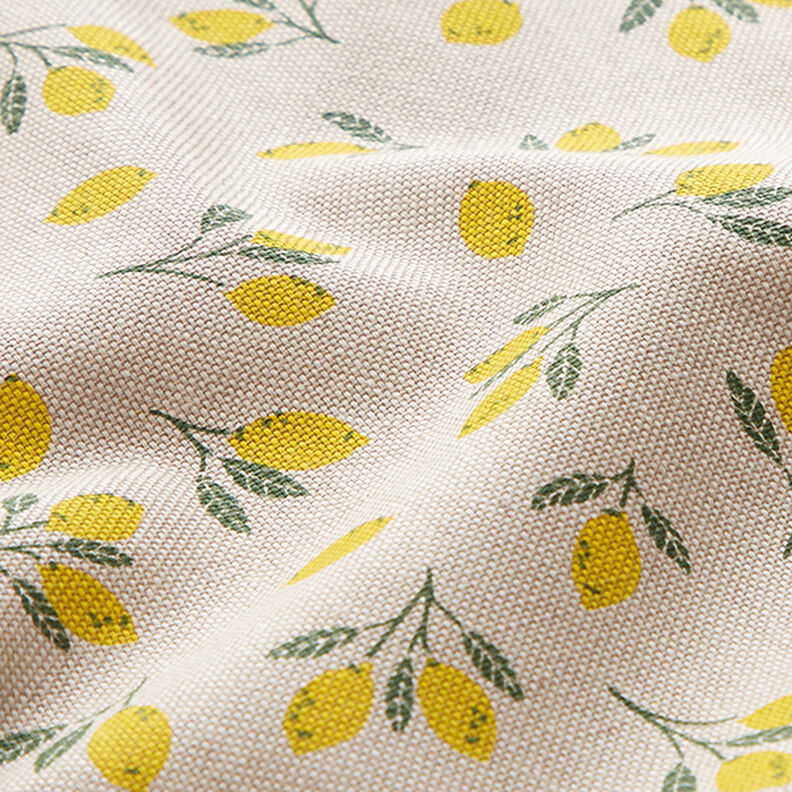 Tissu de décoration Semi-panama mini citrons – jaune/nature,  image number 2