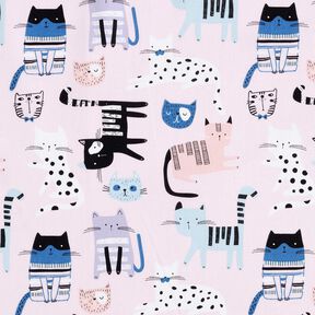 Tissu en coton Cretonne chats abstraits – rose clair/blanc, 