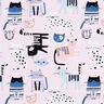 Tissu en coton Cretonne chats abstraits – rose clair/blanc,  thumbnail number 1