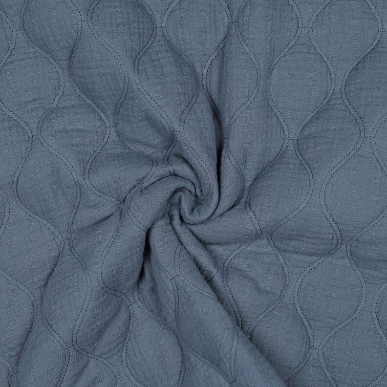 Tissu matelassé Tissu gaze de coton Vagues – gris bleu, image number 3