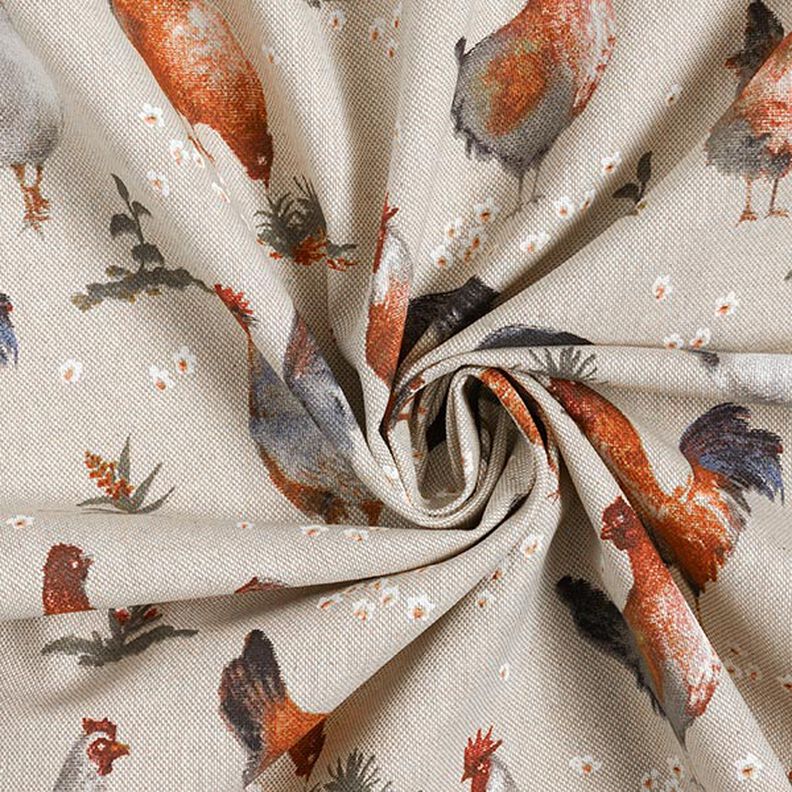 Tissu de décoration Semi-panama Poules – nature/terre cuite, image number 3