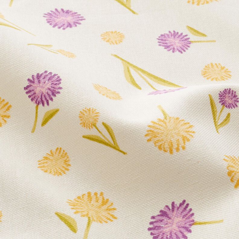 Tissu de décoration Semi-panama Petites fleurs de printemps – écru/jaune vanille, image number 2