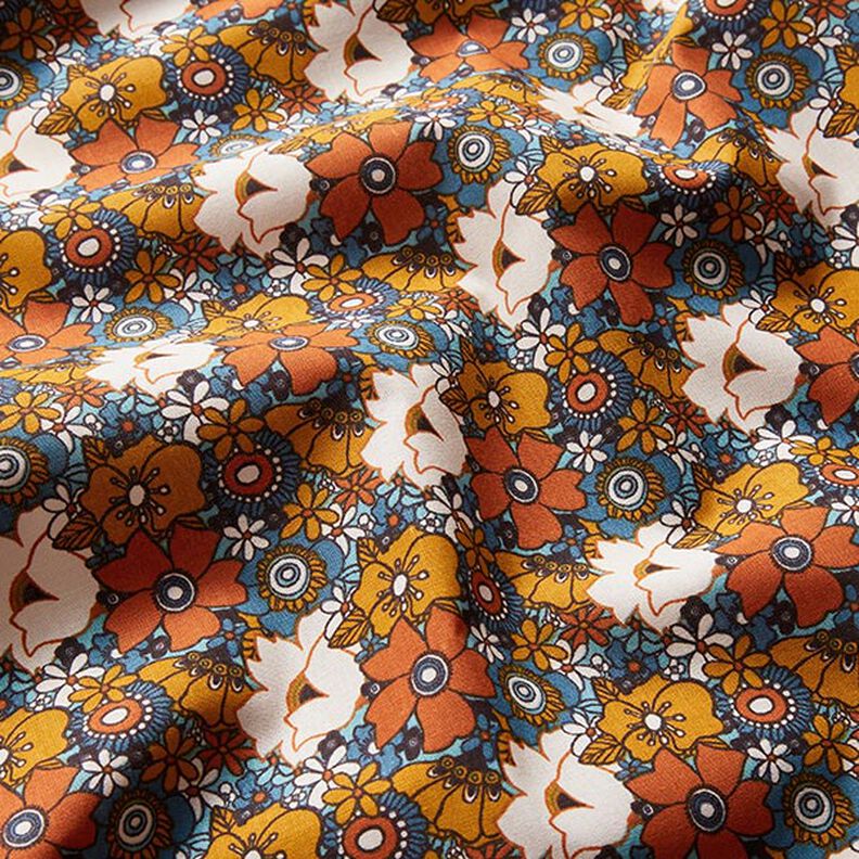 Tissu en coton Cretonne Fleurs rétros – caramel,  image number 2