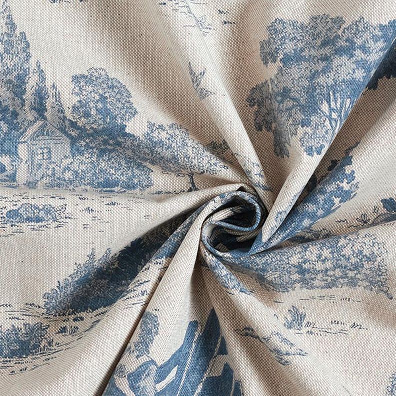 Tissu de décoration Semi-panama Pique-nique de berger – bleu jean/nature,  image number 3