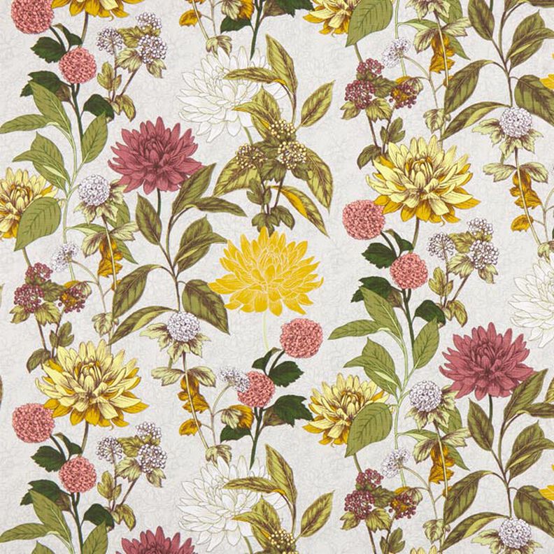 Tissu de décoration panama imprimé floral – gris brume,  image number 1