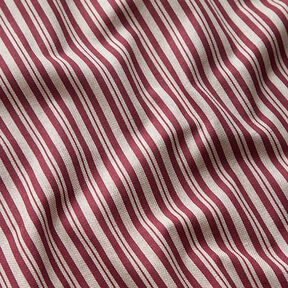 Tissu de décoration Semi-panama Rayures fines – rouge bordeaux/nature, 
