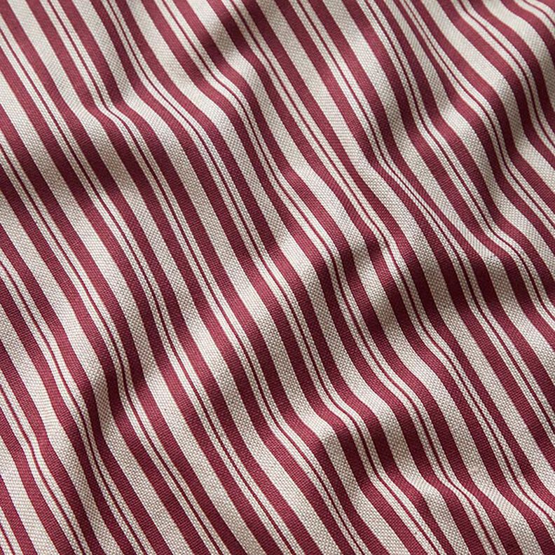 Tissu de décoration Semi-panama Rayures fines – rouge bordeaux/nature,  image number 2