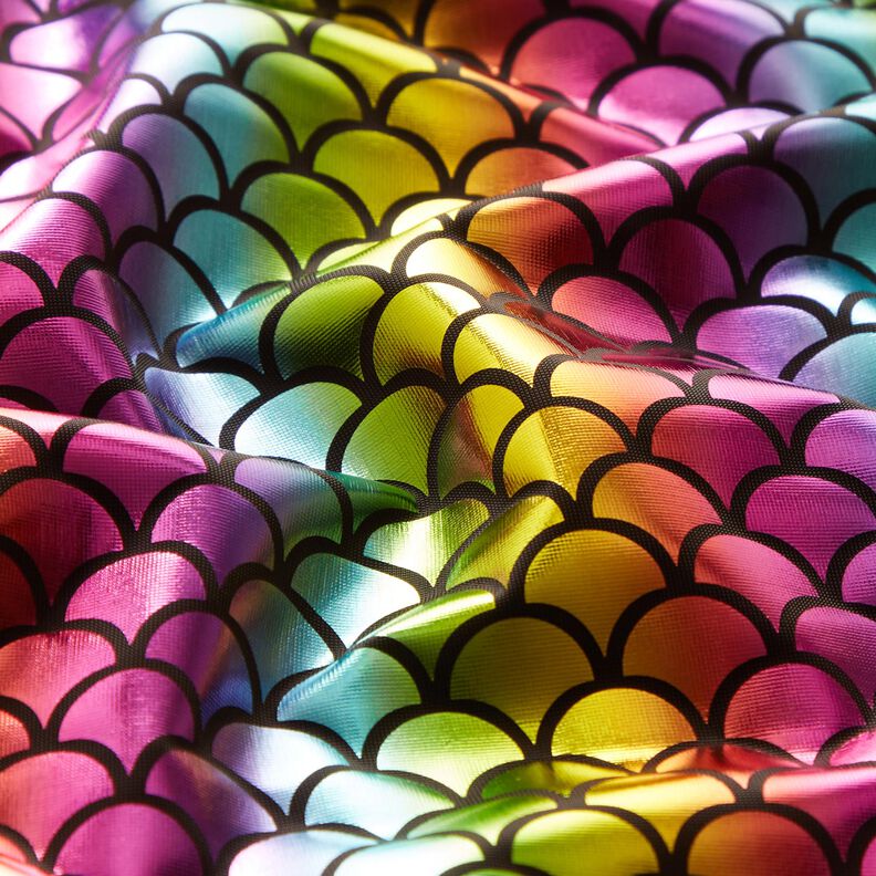 Jersey feuilles Écailles de sirène arc-en-ciel – noir/mélange de couleurs,  image number 2