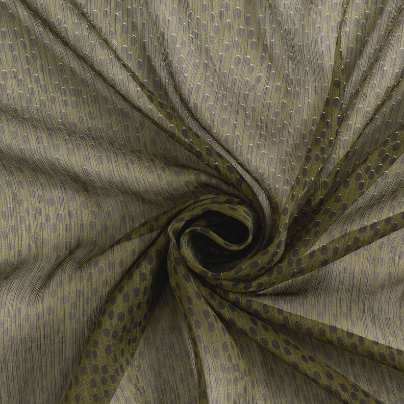 Crêpe mousseline Gros pois – kaki/noir,  image number 4