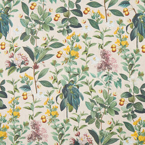 Tissu de décoration Semi-panama Plantes nostalgiques – noix de cajou/pin, 