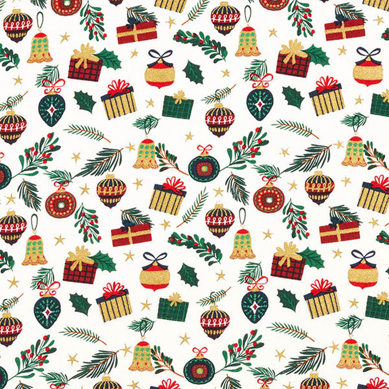 Tissu en coton Popeline Cadeaux – écru/or, image number 1