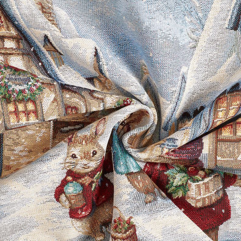 panneau décoratif Gobelin lapins de Noël – bleu clair/carmin,  image number 3