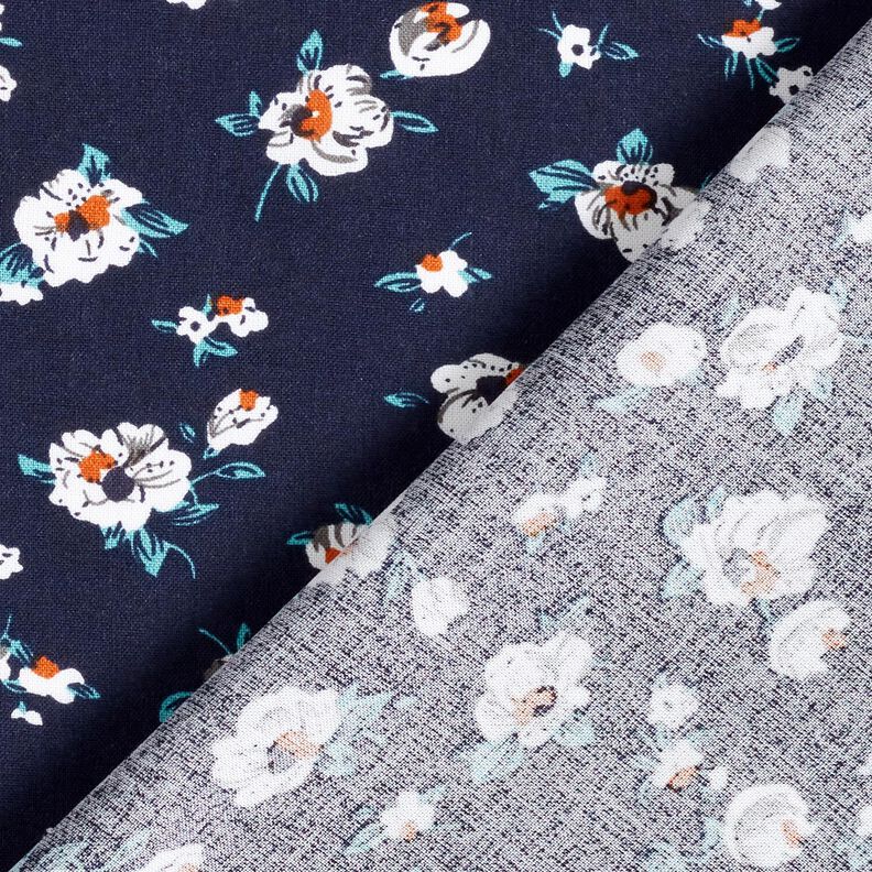 Tissu en viscose Pluie de fleurs – bleu nuit, image number 4