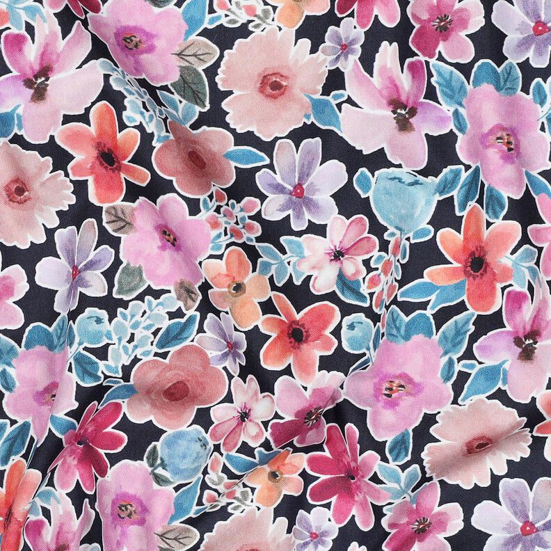 Popeline coton Fleurs | Poppy Fabrics – bleu noir,  image number 2
