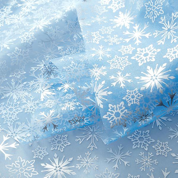 Organza flocons de neige – bleu clair,  image number 3