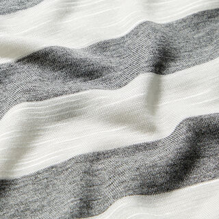 Jersey viscose léger Larges rayures – blanc/gris, 