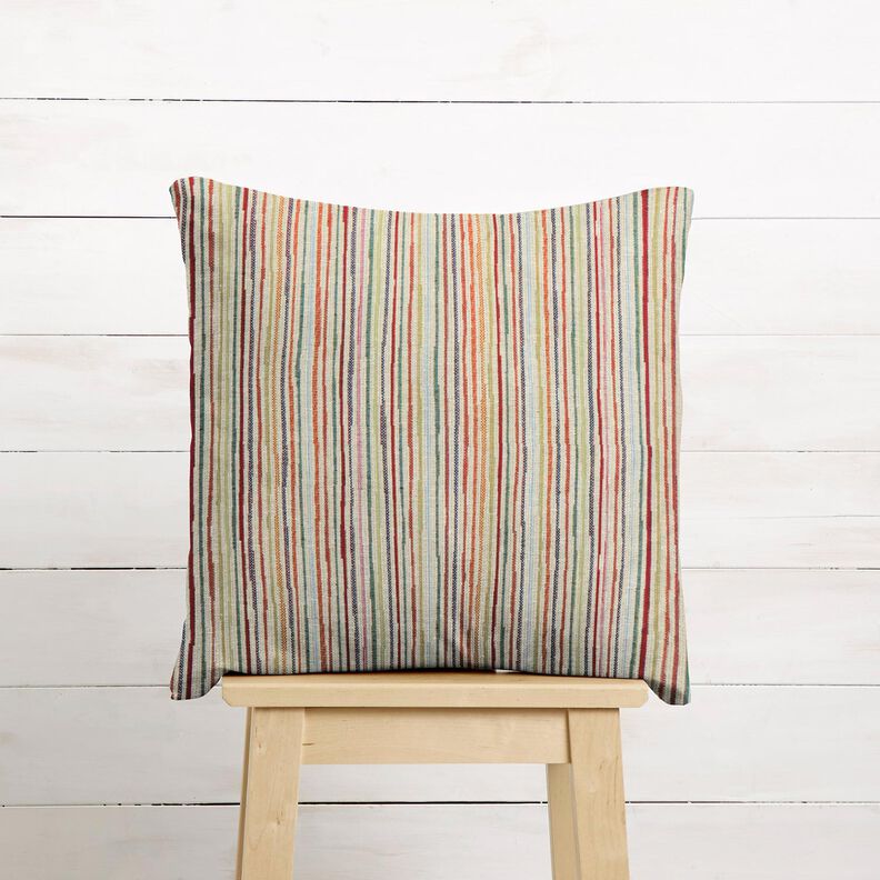 Tissu de décoration Gobelin Rayures colorées – beige clair/carmin,  image number 6