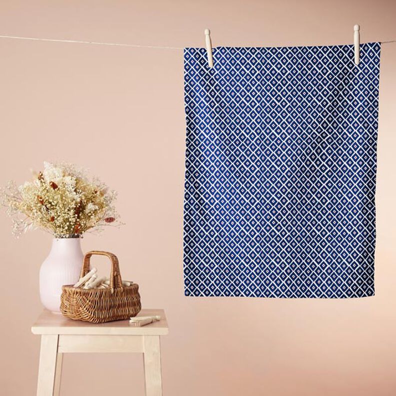 Tissu en coton Cretonne Losanges – bleu, image number 7