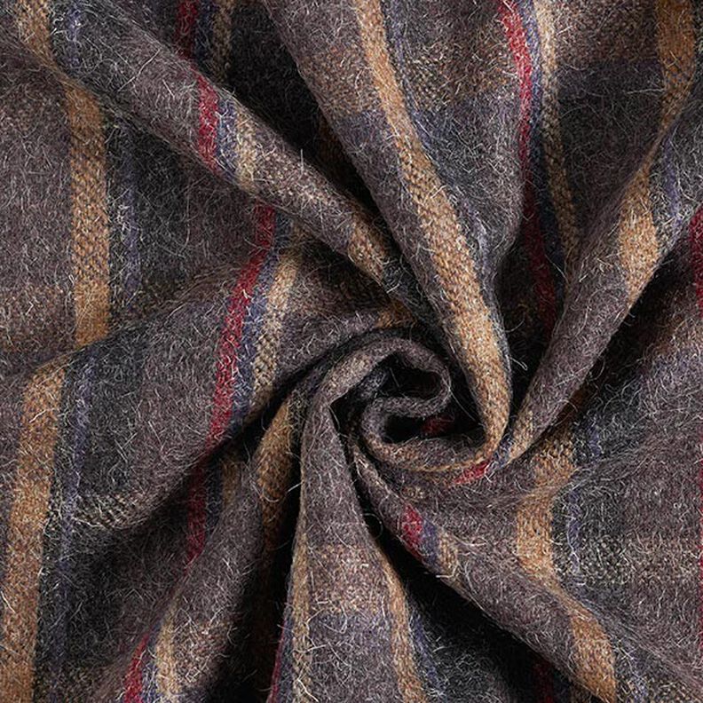 Laine vierge mélangée Carreaux – taupe foncé,  image number 5