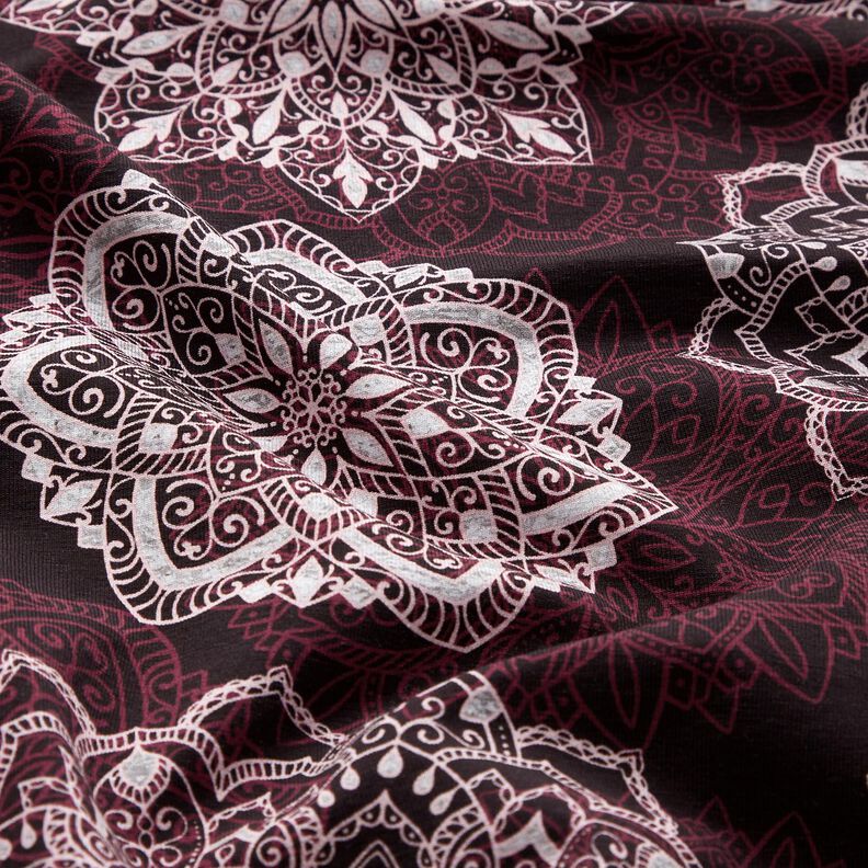 Jersey coton Mandalas | Glitzerpüppi – merlot/argent,  image number 1