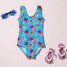 Tissus pour maillot de bain Fleurs hawaïennes – bleu/rose intense,  thumbnail number 8
