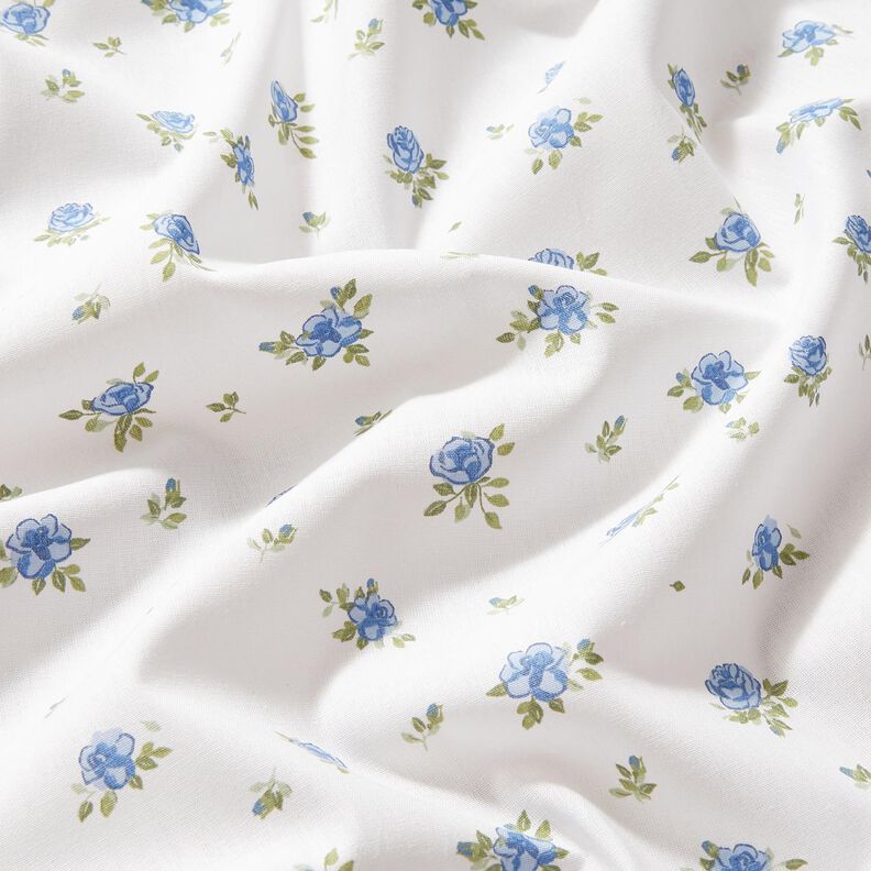 Popeline coton zarte Rosen – bleu clair/blanc, image number 2