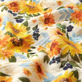 Tissu double gaze de coton Prairie de tournesols Impression numérique | Poppy Fabrics – crème, 