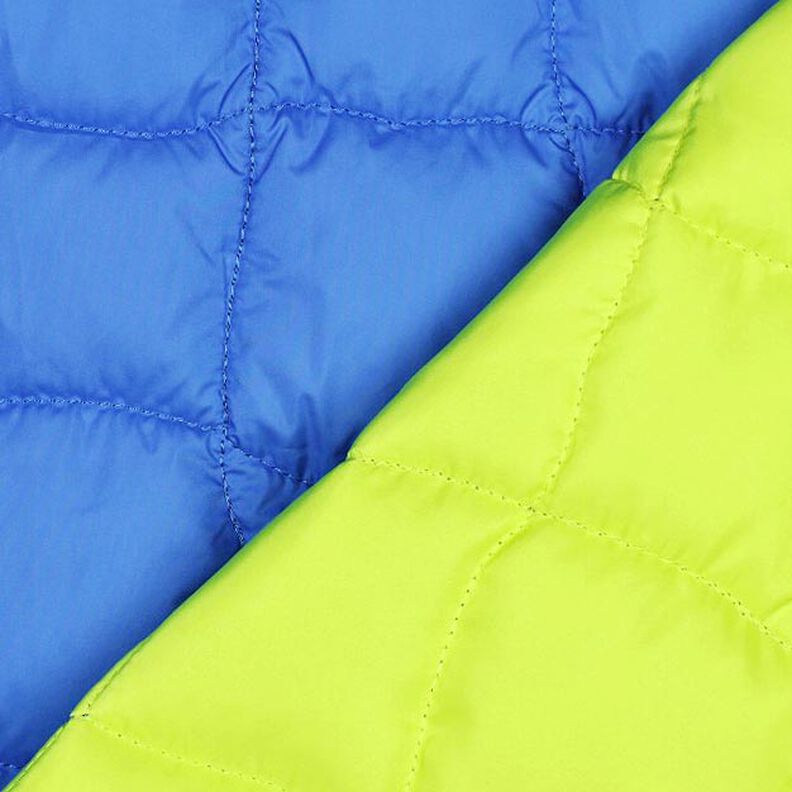 Tissu matelassé Carrés ondulants – bleu roi/vert fluo, image number 4