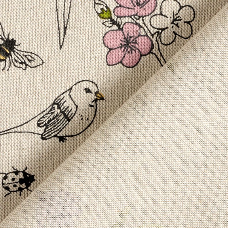 Tissu de décoration Semi-panama Fleurs de printemps – nature/rose, image number 4