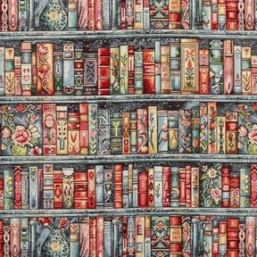 Tissu de d&eacute;coration Gobelin &eacute;tag&egrave;re multicolore &ndash; sapin bleu/carmin, 