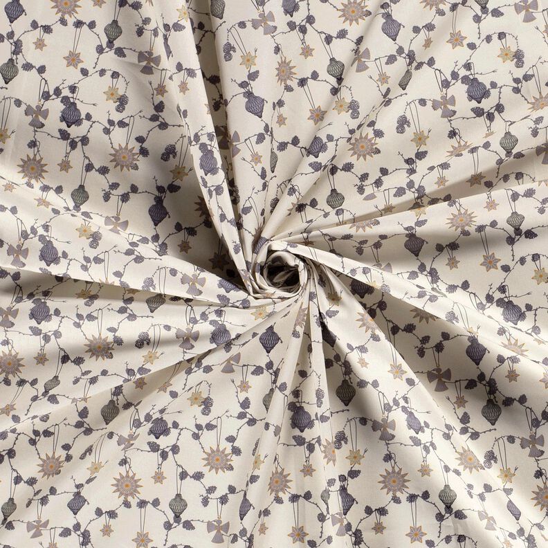 Tissu en coton Popeline Décorations d'arbre scandinaves – beige clair,  image number 3