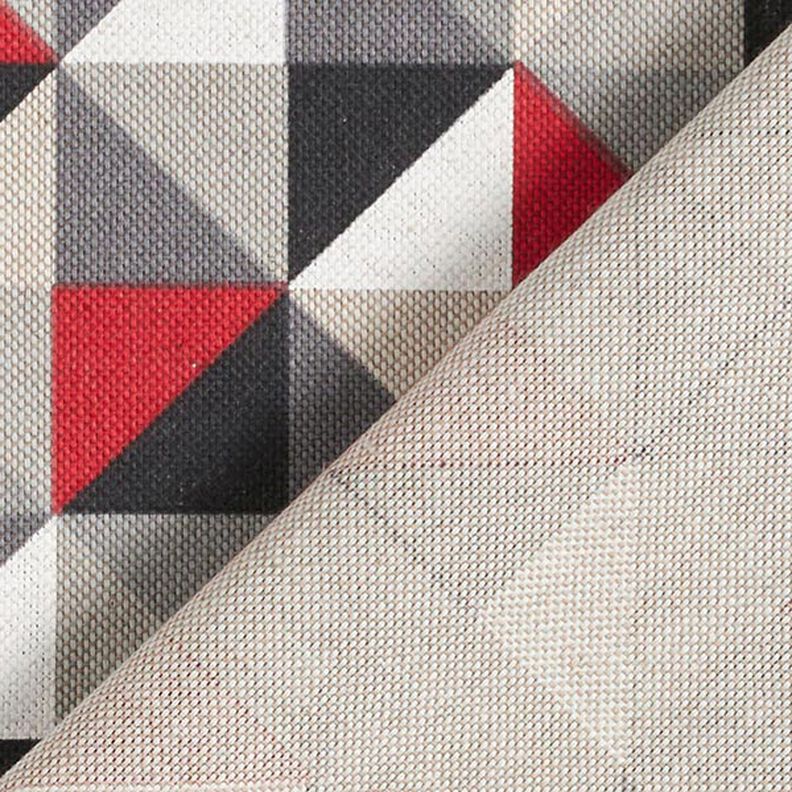 Tissu de décoration Semi-panama motif losange rétro – rouge/gris,  image number 4