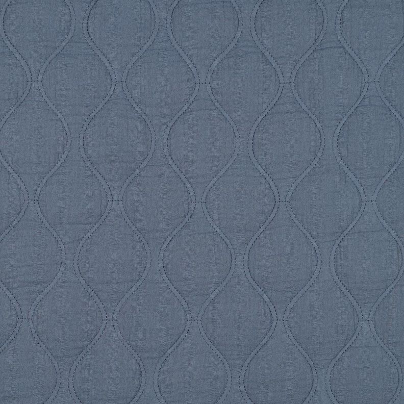 Tissu matelassé Tissu gaze de coton Vagues – gris bleu, image number 1