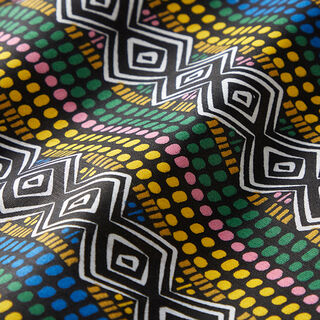 Tissu en coton Cretonne rayures ethniques – jaune/noir, 