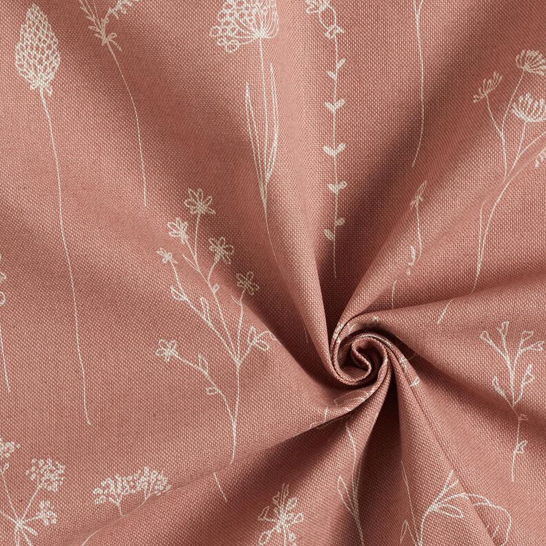 Tissu de décoration Semi-panama Fleurs délicates – vieux rose,  image number 3