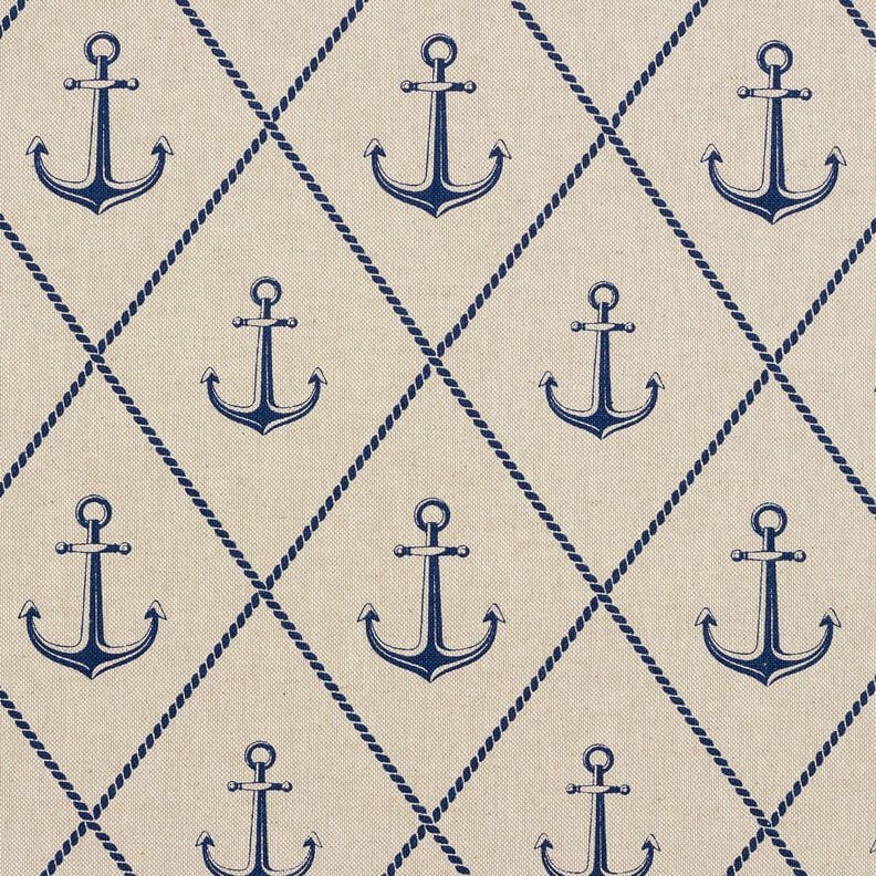 Tissu de décoration Semi-panama Ancre classique – nature/bleu marine, image number 1