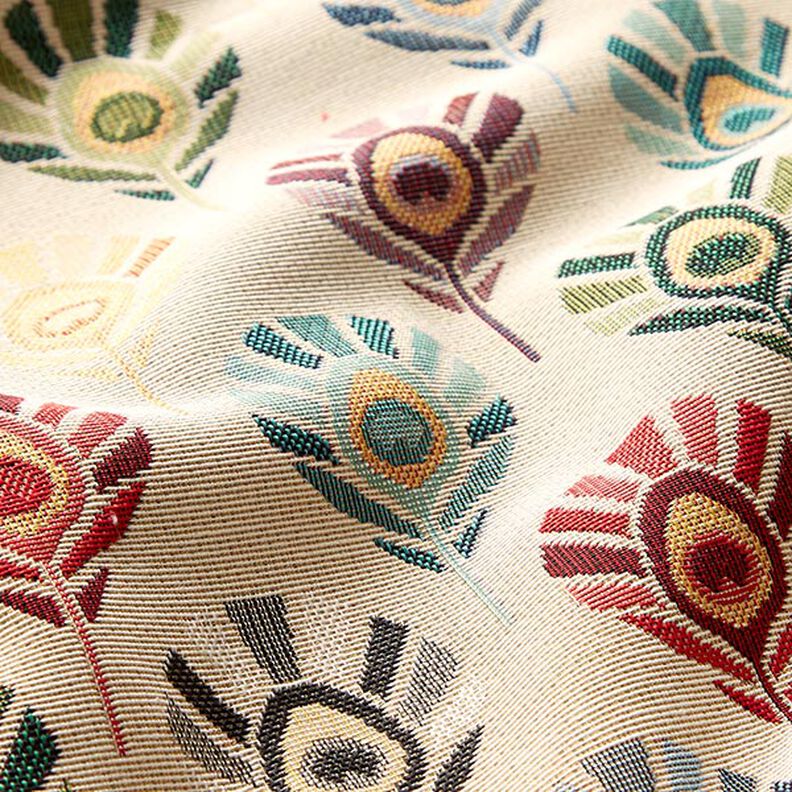 Tissu de décoration Gobelin Plumes de paon – nature,  image number 2