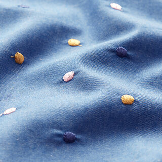 Chambray pois brodés – bleu jean, 
