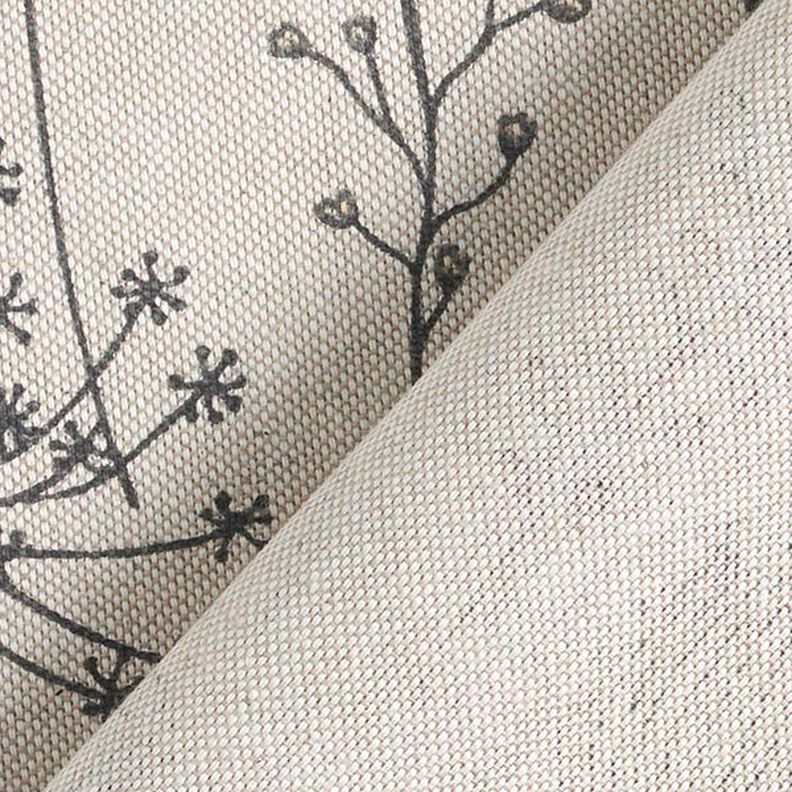 Tissu de décoration Semi-panama dessin de fleurs – nature/marron foncé,  image number 4