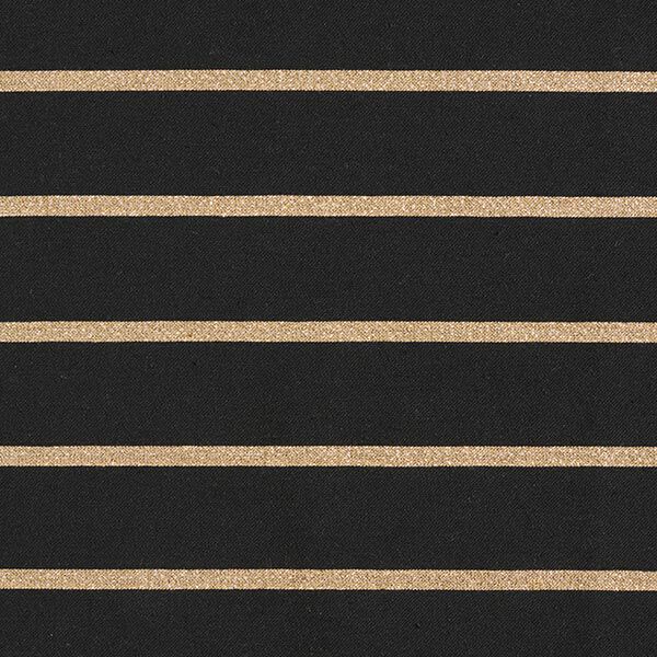 Coton stretch Rayures scintillantes – noir/or,  image number 1