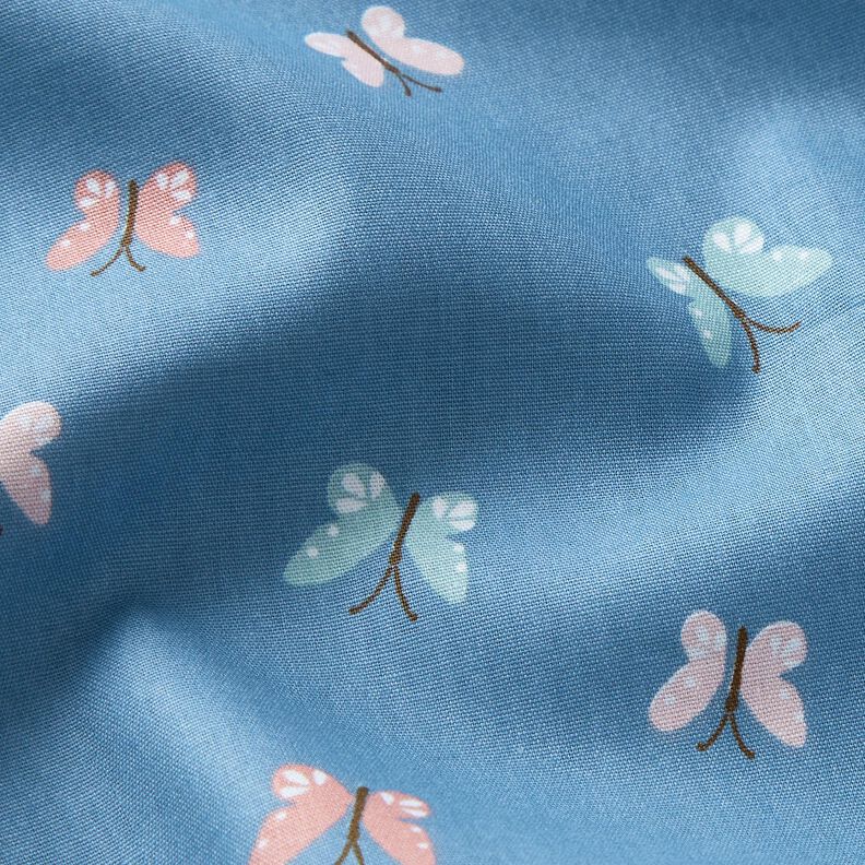 GOTS Popeline coton Papillons – bleu brillant,  image number 2