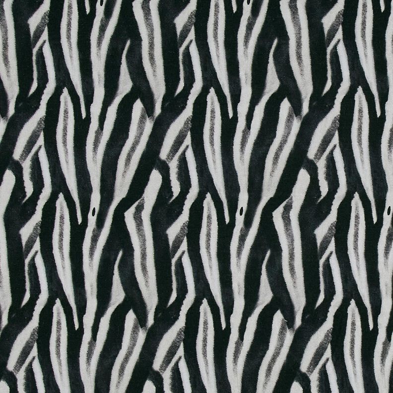 French Terry brossé imprimé numérique zèbre – noir/argent, image number 1
