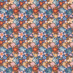 Tissu en coton Popeline kleine Blüten – indigo/vieux rose clair, 