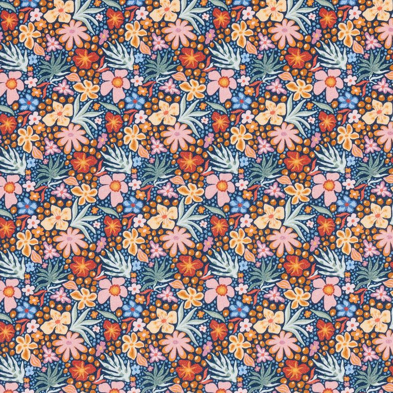 Tissu en coton Popeline kleine Blüten – indigo/vieux rose clair, image number 1