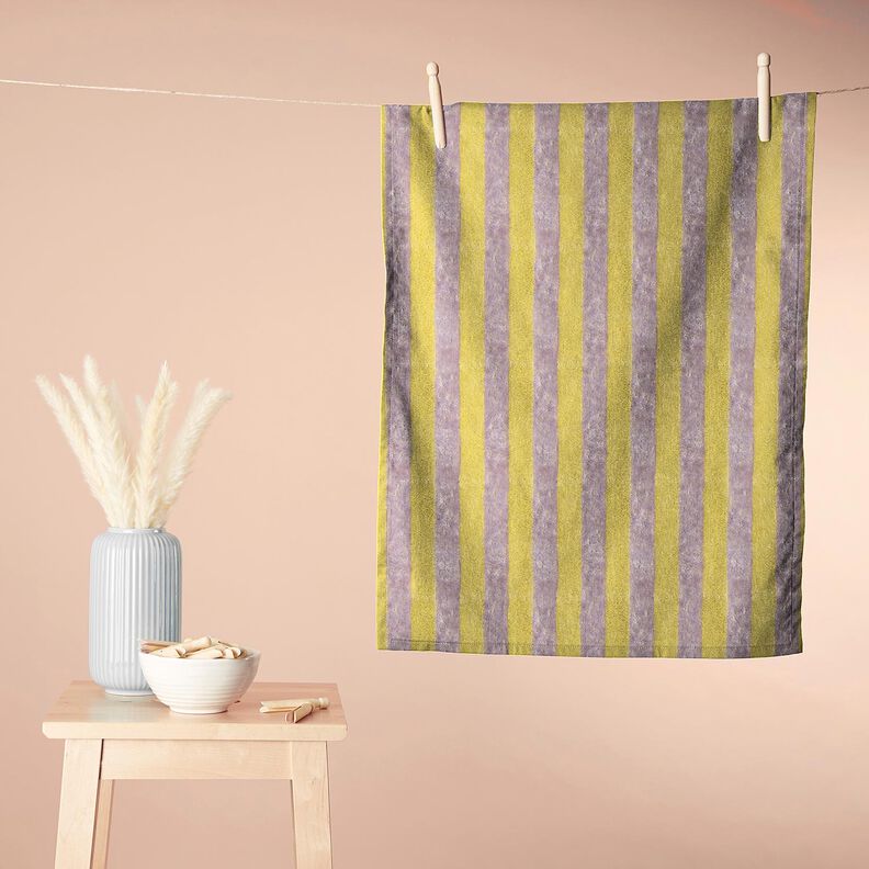 Tissu éponge Bambou Larges rayures – jaune/mauve,  image number 7
