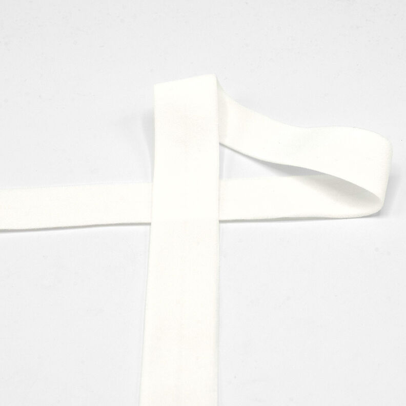 Biais élastique (pré-plié) mat [20 mm] – blanc,  image number 1