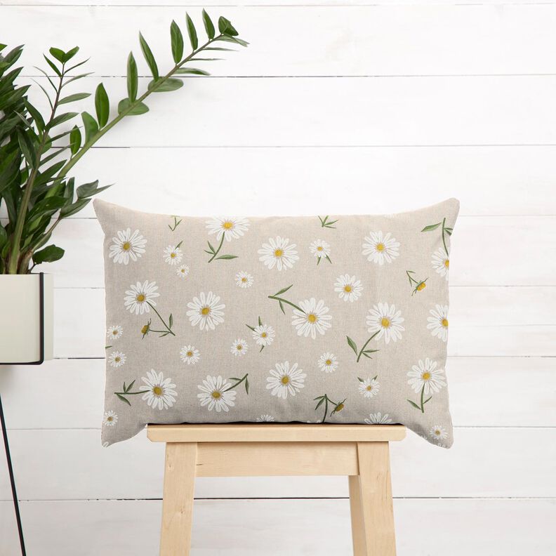 Tissu de décoration Semi-panama Marguerites éparses – nature/blanc,  image number 6